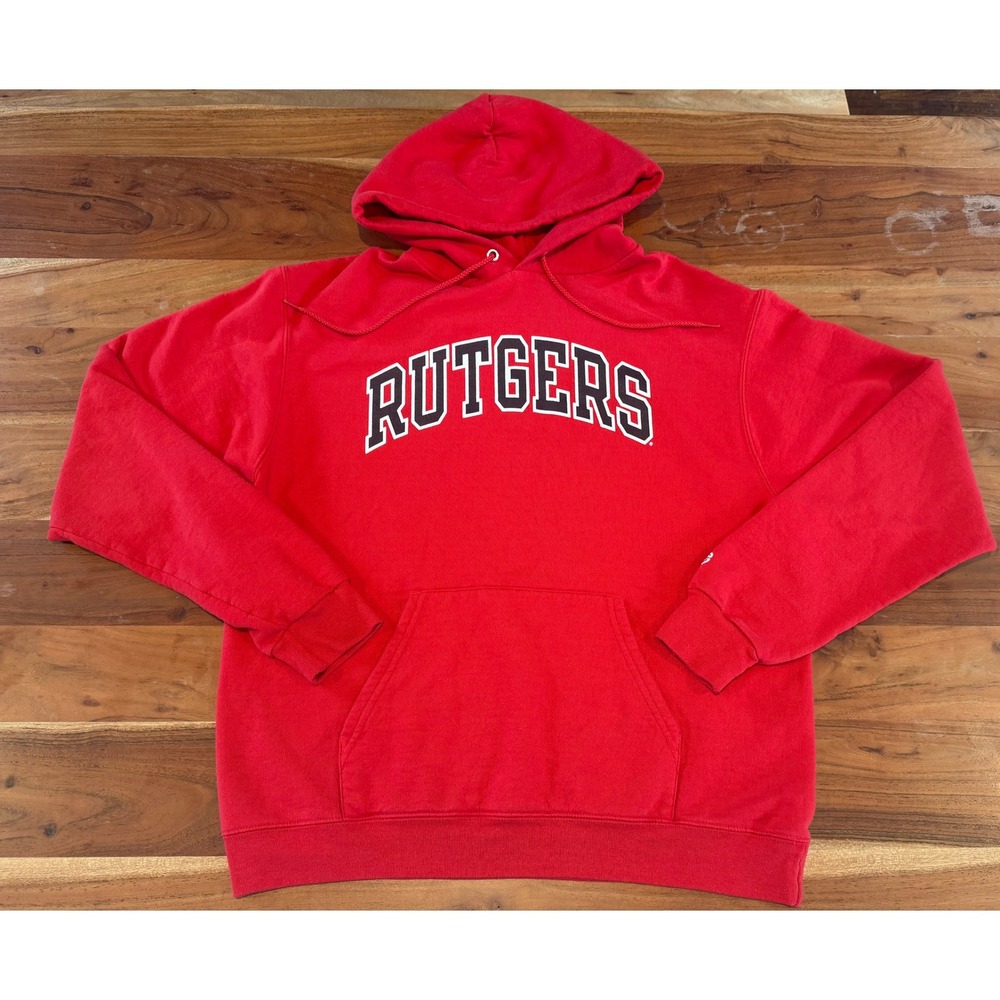 Champion Rutgers University Hoodie Red Mens Medium Collegiate Sweatshirt CS2071